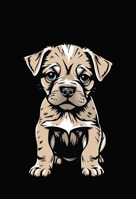 Puppy. Ready design for printing on a t-shirt. On a black background