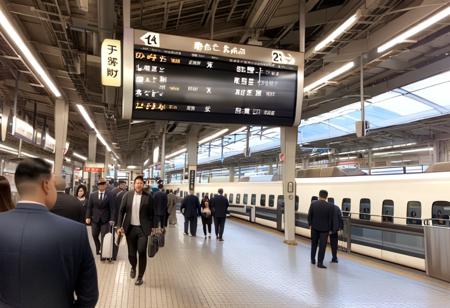 東海道・山陽新幹線 新大阪駅 プラットフォーム Tokaido/Sanyo Shinkansen Shin-Osaka Station Platform SDXL SDXL_V1
