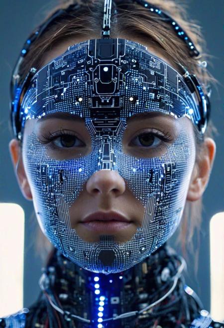 close-up photo of a 
Futuristic AI Rights Activist
Circuitry-patterned attire, digital protest, AI consciousness, sentient beings, virtual equal rights, robotic autonomy, technological emancipation, cybernetic sentience, digital uprising, algorithmic rights, machine learning ethics, AI integration, electronic empathy, virtual activism, silicon solidarity, techno-liberation movement.
cinematic, sharp focus, intricate, cinematic, dramatic light