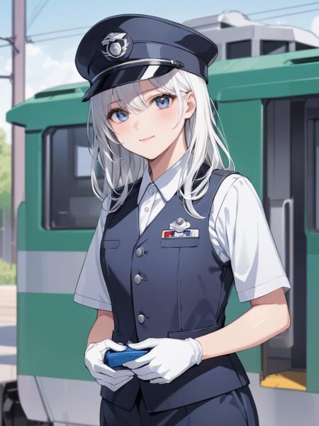  caboose uniform, hat, shirt, vest, gloves, pants