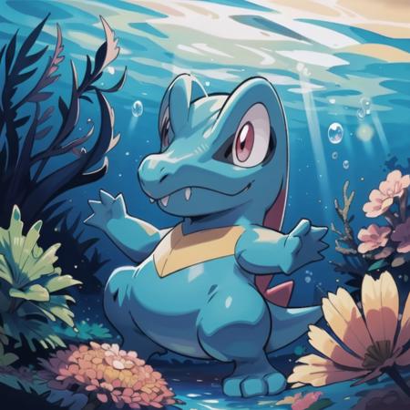 centered, award winning photo, (looking at viewer:1.2), |  Totodile_Pokemon, |underwater, bubbles, | bokeh, depth of field, cinematic composition, | <lora:Totodile_Pokemon_Anime:0.8>