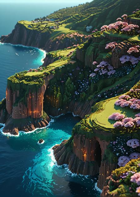 magicavoxel, landscape, hills, magical, sea, aerial view, detailed, very far, pixel, voxel style, 4k, hdr, bright, atmospheric lighting, dramatic, highly detailed, octane render, bokeh, bloom,  <lora:STYLE_MJ52_v2.0:1> <lora:MagicaVoxel:1> <lora:DETAIL_TrendCraft:0.5>