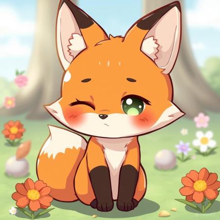 Fox. chibi anime.