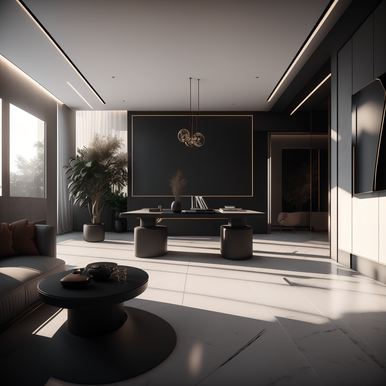 (masterpiece),(high quality), best quality, real,(realistic), super detailed, (full detail),(4k),8k,interior,(office),blac...