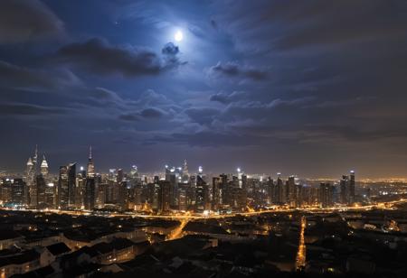 realistic, RAW photo, high quality, Stable_Yogis_PDXL_Positives, outlook photo of a huge <lora:skyline-Pony:1.0> sky, made of shiny metal, in <lora:Dark_Aura_XL_-_Filled_with_miasma:0.9> dark aura, <lora:JJsContainerHouse_XL:0.0> Container House vast city with <lora:City_World_01_Minis_housing1b:0.4> cw01mini,some clouds,mysterious night with big moon, in <lora:Picky-000002:0.0> p41nt3dw0r1d26, featuring <lora:fractalex:0.0> fractalex