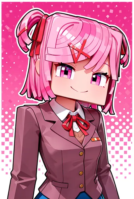 Natsuki ZAMination Fazbear and Friends -- Minecraft / DDLC / Doki Doki Literature Club Noob+Illustrious