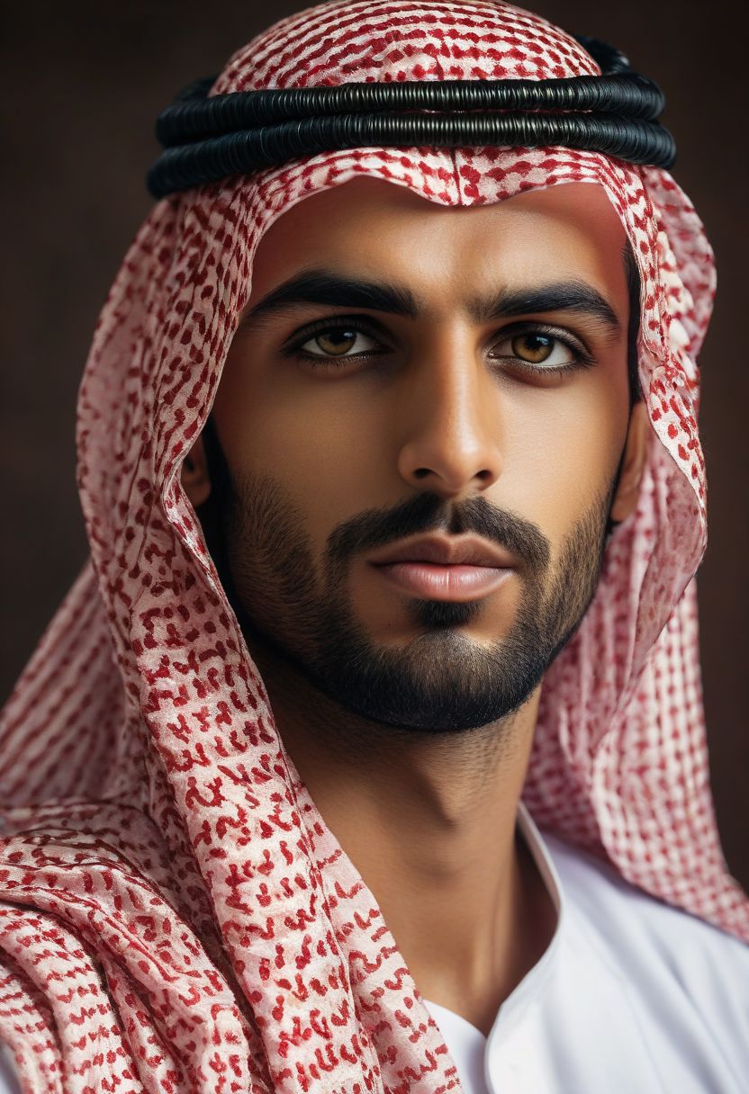 Close Up shot of an Arabian guard, sexy, seductive look, hairy chested