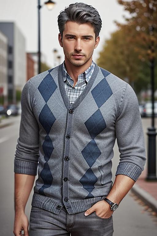 Argyle Tops sweater vest cardigan crop top male female v1