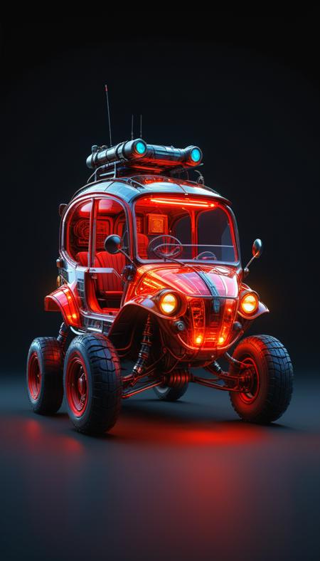 (in ARTIST style:1.4), (masterpiece:1.7), properly positioned, straight, glow red neon,
View of buggy vehicle (science fiction texture, science fiction skin, someplastic, no humans, black background, simple background, english text, emblem, cable, retro, old style, device, wearable item (transparent:2), transparent skin, transparent texture),
(masterpiece:1.8), (highest detailed:1.8), perfectly lighted, (contrast), (saturated), (((sharp focus))),
(hyperdetailed:1.3), (intricate details:1.2), (Refined details:1.3), (best quality:1.5), highly detailed textures, vibrant colors,
(ultra sharp focus:1.8), (detailed skin:1.8), (detailed edges:1.8), (thin lines:1.8), (best quality:1.8),
<lora:Apparatus_-_Traction_City_Walkers_Vehicles:0.7>,