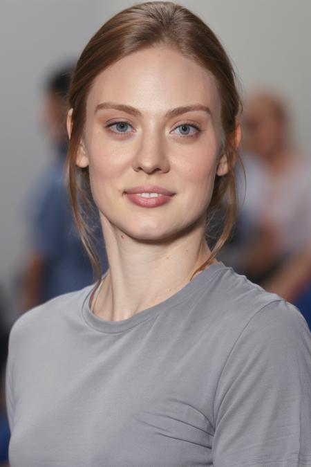 1girl, solo, looking at viewer, gray tee, blurry background, female focus, photorealistic, soft colors, masterpiece, high quality, (high detailed skin:1.1)
 <lora:deborah_ann_woll_lora_v01:1> daw85