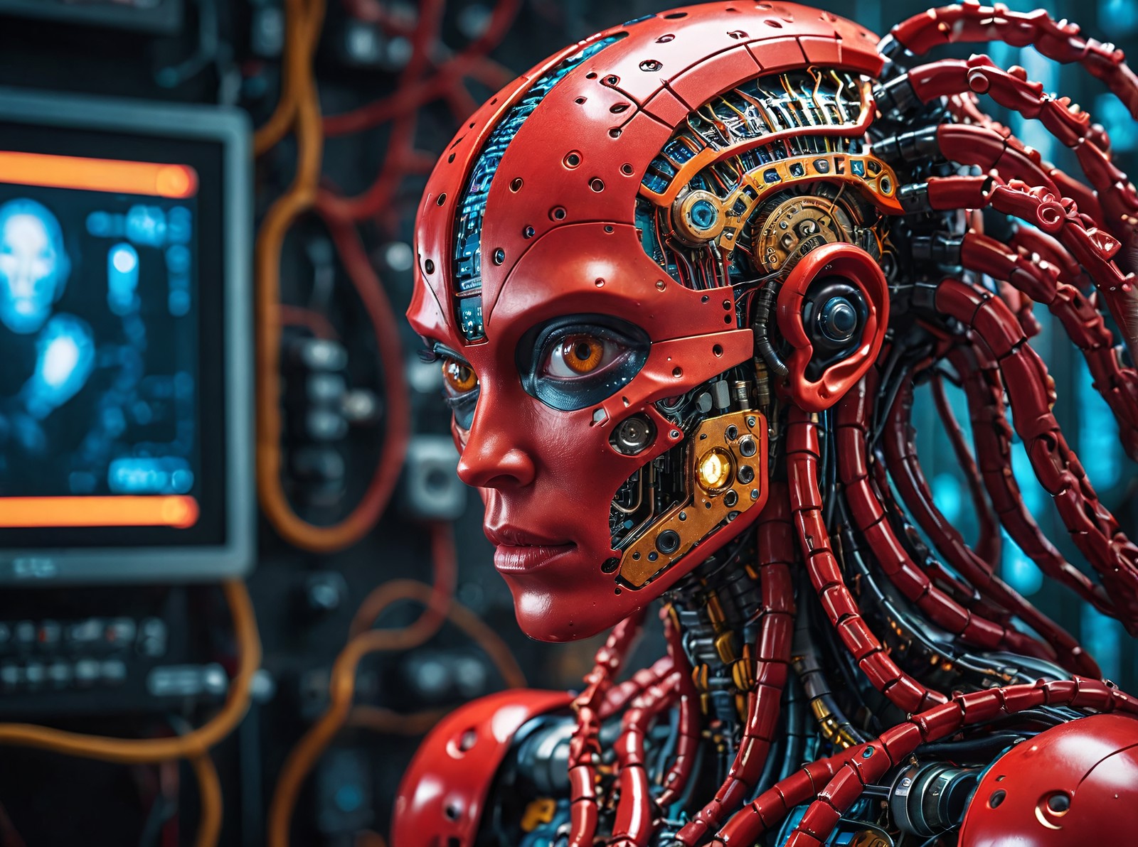 RAW Photography,alien humanoid,photo of a futuristic artificial intelligence superstar with frames made of detailed circui...