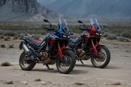 Honda Africa Twin, digital photography, nikon d7100, f 1.65, tilt-shift focus, vibrant 