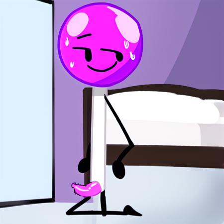 solo, full body, lollipopBFDI, objectOSC, tapering penis, smile, bedroom eyes, looking aside,  sweat, kneeling, inside, art by gamerbroment <lora:nsfwosc-run2:1>, (best quality, masterpiece:1), detailed