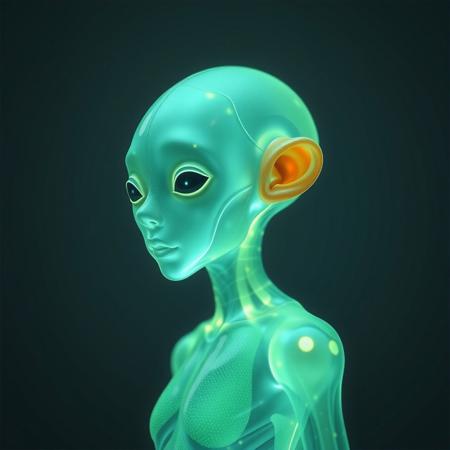 Masterpiece protozoa/humanoid, bioluminescence translucent  body, with no ears and no nose, 32k, 16k, 8k, masterpiece, cinematic art,