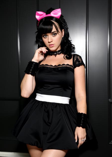 real, photoshoot, realistic, masterpiece, best quality, (detailed beautiful face, detail skin texture, ultra-detailed body:1.1),
<lyco:katyperry_smf_lora_02:0.8>, kperry-smf on a dark room wearing a black dress and a black hairband, on a house with terrific atmosphere