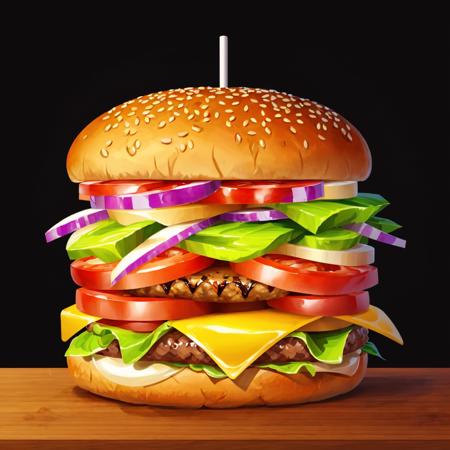 burger, stylized foods, art by fod5tle <lora:stylized foods-000020:0.6>