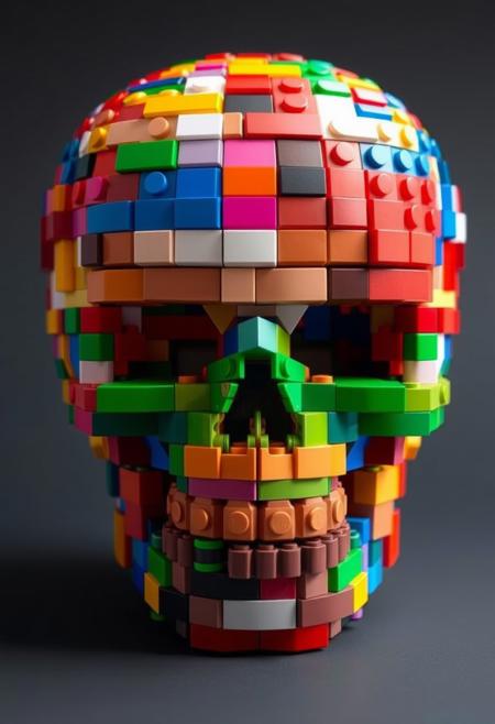 skull made of multicolored Lego bricks, high quality, 4K, hyper realistic