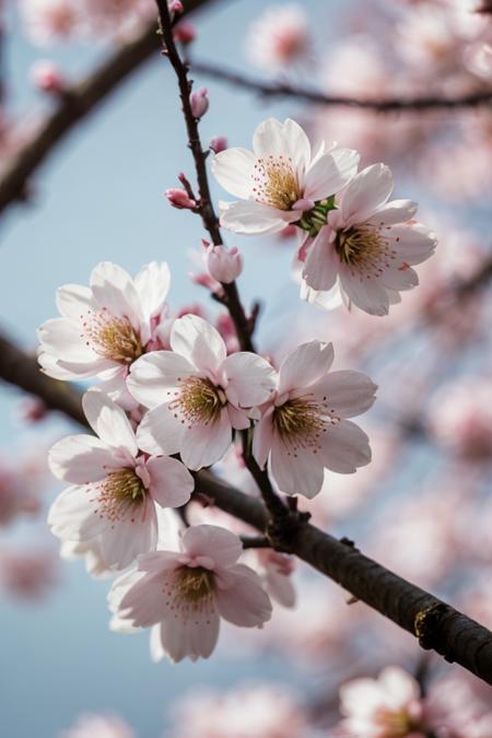 Japense Cherry blossom, detailed, RAW photo, subject, 8k uhd, dslr, soft lighting, high quality, film grain, Fujifilm XT3, contrast, 