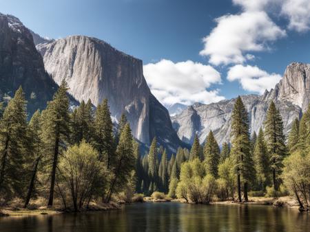 best quality,masterpiece,highers,4k,8k,realistic,
yosemite,forest,tree,bush,grass,water,river,mountain,blue_sky,sky,day,cloud,nature,no_humans,outdoors,scenery,