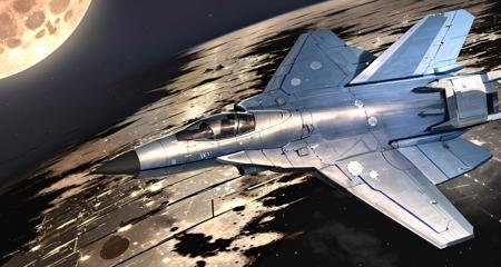 fighter jet, airplane, aircraft, no humans, flying, skyscrapers, military, on the moon,