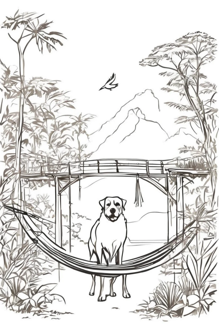 flvcil05_style__lora_style_05_line_art_l2-x_flvcil05_style_1_,_dog__standing,___butler,_ancient,__Rainforest_and_hanging_bridges_20240531_162100_m.e6bb9ea85b_se.23_st.20_c.7_768x1152.webp