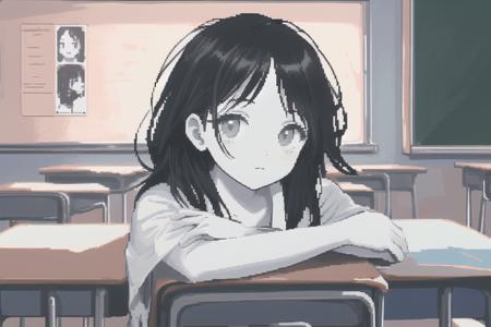 classroom,
beautiful girl, headshot,
lowres, pixelated, limited palette, dither