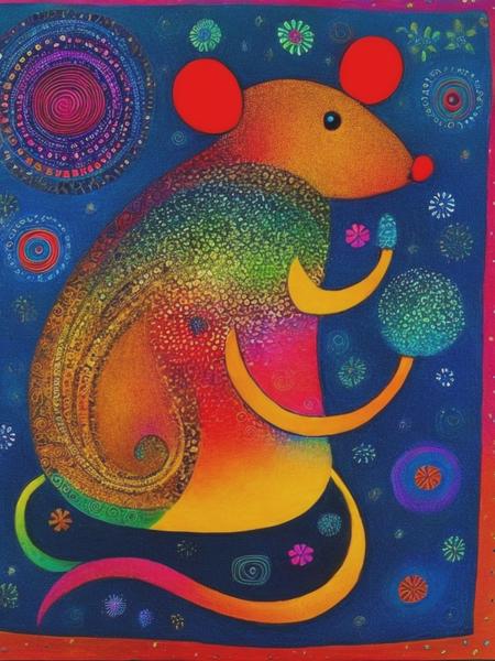 <lyco:LaurelBurch:1.0> Mouse,by Laurel Burch,