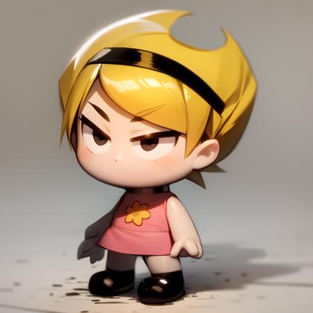 ((masterpiece, best quality)),(complex lighting), solo, full body, 1girl, mandy,blonde hair, <lora:Mandy-10:0.6>, pink dress, short hair, black eyes, black headband, sharp hair, empty hands,