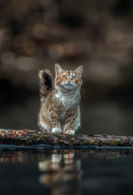 chat qui volent au decut d un lac au mieu foret verdoyante