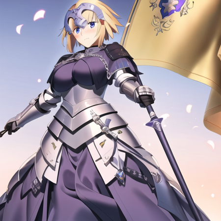 masterpiece, best quality, 1girl, jeanne d'arc (fate), jeanne d'arc (ruler) (fate), armor, armored dress, <lora:qqq-jeanne_d'arc-v1:0.8>