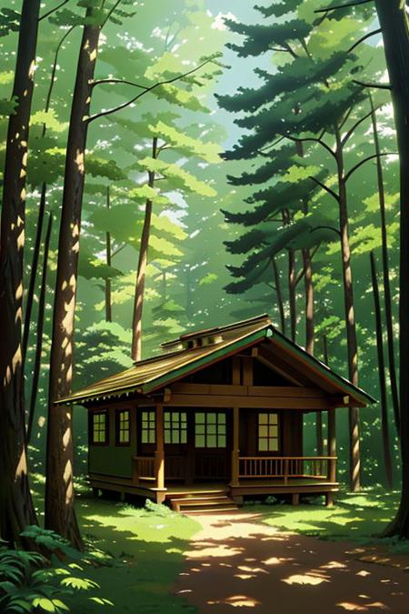 forest with a clearing in the middle, acrylic painting, trending on pixiv fanbox, palette knife and brush strokes, style of makoto shinkai jamie wyeth james gilleard edward hopper greg rutkowski studio ghibli genshin impact