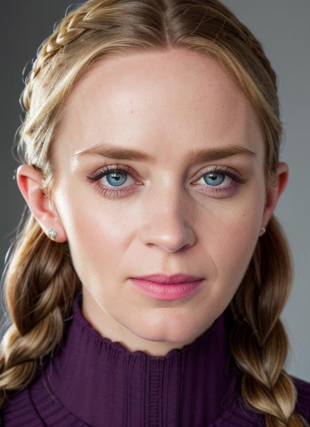 portrait of skswoman, grimace , wearing tailored , with Fishtail braid , background fall, epic (photo, studio lighting, hard light, sony a7, 50 mm, matte skin, pores, colors, hyperdetailed, hyperrealistic), <lyco:Emily Blunt:1.0>