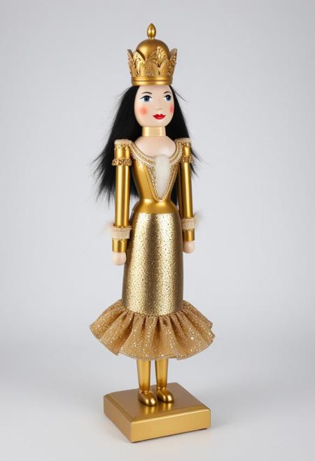 nutcracker, wooden,
score_9, score_8_up, score_7_up, Female,
masterpiece, best quality, Good quality, very aesthetic, absurdres, newest, wooden nutcracker, solo, black and golden hair, very long Porcelain dress, closed eyes,dancing, wooden nutcracker dancer, Latin Dance, Messy long hair, 
(Multi-layered wooden nutcracker Mix Gold dress:1.2), wooden nutcracker Mix Gold High heel, Passionate, lightly swing the dress, 
dynamic angle, Dutch Angle,
dynamic pose, Cinematic Lighting, Cool And wooden nutcracker Mix Gold Lighting, pmg style
