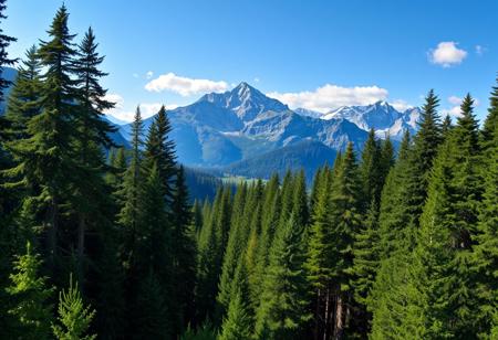 Very fancy detailed photorealistic forest, mountains in background,