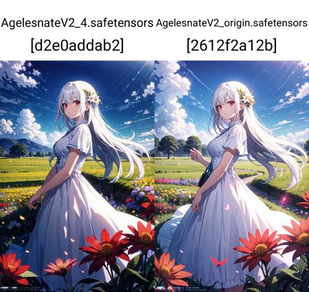 absurdres, highres, (official art, beautiful and aesthetic:1.2), ultra detail, close view,
aerial,
beautiful person, white long hair, red eyes,
(GIGANTIC HUGE BREAST:0.6), 
white dress,
grassland, bluesky,
wind effects, flower effects,