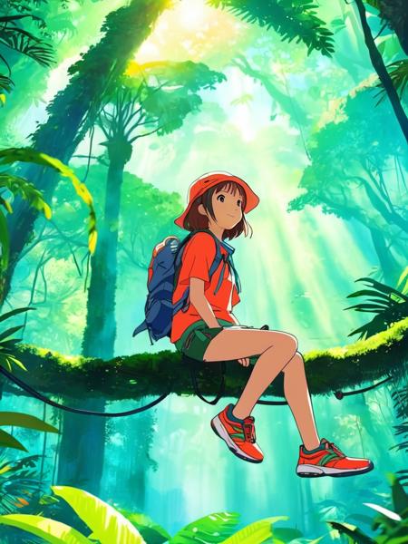 1girl , Rainforest Canopy, anime, best quality