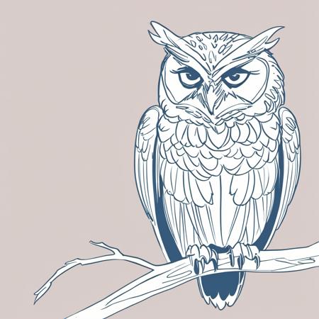 sketch, owl sitting on a branch