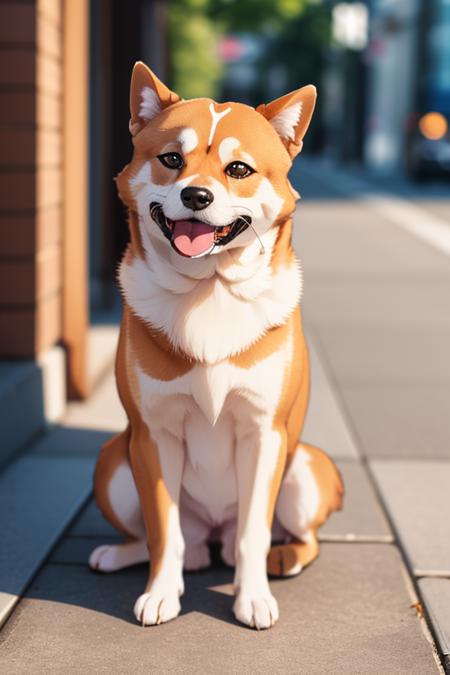 (best quality, masterpiece1.2), (detailed eye:1.2), intricate detail, depth of field, shiba inu dog, standing