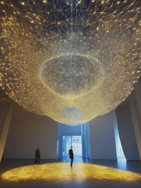 <lyco:OlafurEliasson:1.0> epic huge intricate insanely detailed impossible translucent sculpture comprising of light reflection, in the style of Olafur Eliasson