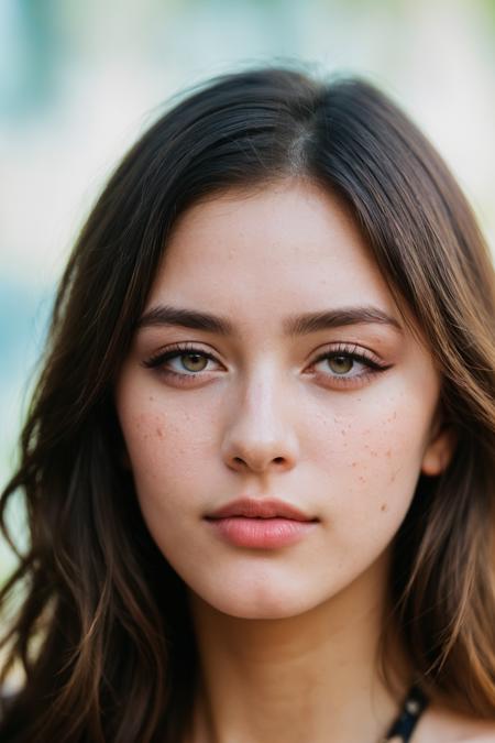 (masterpiece, best quality:1.1), photograph, Porta 160 color, shot on ARRI ALEXA 65, bokeh, depth of field, shot by Don McCullin, (blemishes, skin pores, textured skin:1.1), sharp focus, vibrant colors, PA7_Photo, PA7_Human-Likeness, volumetric lighting, <lora:detail_slider_v4:1>, <lora:FujiVelvia50:0.5>, <lora:GoodHands-beta2:0.8>,
solo, 1 girl, adult  woman, sexy, yellow eyes, light brown messy hair, face close up, parted lips, eyeliner, long eyelashes, dark goth makeup, elegant, stylish, shiny skin,  round eyes, light blue abstract background, geometric pattern,