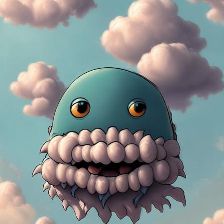 drawing of  clouds   monster,  portrait, cute