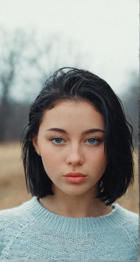 cinematic film still straight black hair, 19 years old Polish girl, blue eyes, dynamic pose, elegant, perfect eyes, cold dawn, pastel colors, shallow depth of field, vignette, highly detailed, high budget, bokeh, cinemascope, moody, epic, gorgeous, film grain, grainy