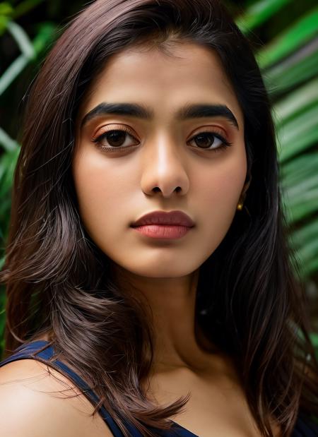 portrait of skswoman, disgusted , wearing cocktail dress , with brown Long layers , background jungle epic (photo, studio lighting, hard light, sony a7, 50 mm, matte skin, pores, colors, hyperdetailed, hyperrealistic), <lyco:Ketika Sharma:1.1>