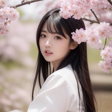 best quality, ultra high res, (photorealistic:1.4), <lora:hakama:0.8>, 1girl, artist_name, black_hair, blurry, blurry_background, blurry_foreground, branch, cherry_blossoms, dandelion, dango, depth_of_field, eyelashes, face, falling_petals, floral_background, flower, hanami, lips, long_hair, nose, outdoors, petals, pink_flower, plum_blossoms, sanshoku_dango, solo, spring_\(season\), tree, white_flower, wisteria