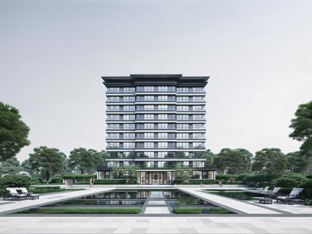 A new Chinese style residence with dark gray aluminum plate,
extremely detailed,best quality,masterpiece,high resolution,8k,high resolution,hyper-realistic,photo real,highly detailed, <lora:dao_DCresidential-000028:0.7>