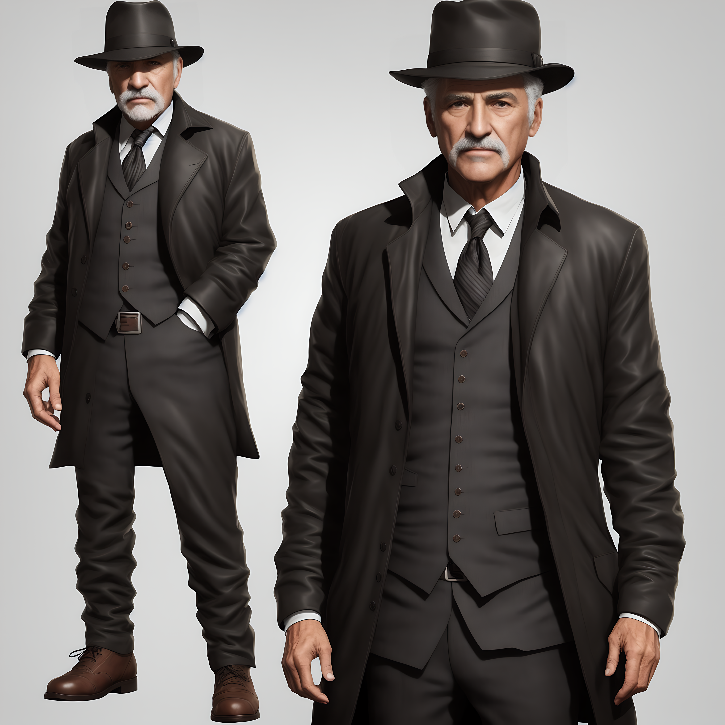 a photo of highly detailed Full body of character of a 70 years old (((male))) greek detective, award winning image, highl...
