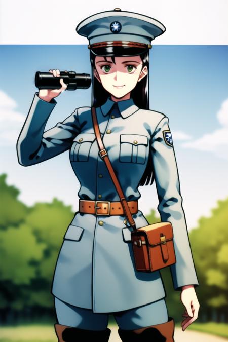 masterpiece, best quality, absurdres, high resolution, extremely detailed, 1girl, solo, hand,fingers, holding binoculars,  binoculars,<lora:ooyari-style_v1.0:0.8>