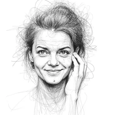 Pencil sketch portrait painting style with messy lines SD3.5&Flux