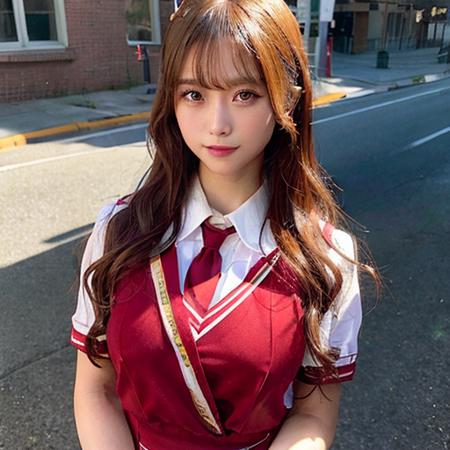 <lora:japaneseDollLikeness_v10:0.5> <lora:koreanDollLikeness_v15:0.5>, aespakarina, on school, RAW,(8k, best quality, masterpiece:1.2),(intricate details:1.4),(photorealistic:1.4),octane render, complex 3d render ultra detailed, studio soft light, rim light, vibrant details, ultra detailed, realistic skin texture, detailed face, beautiful detailed eyes, extremely detailed CG unity 8k wallpaper, makeup, (full body),(perfect anatomy),(wide hip:1.3),(school red uniform:1.5),