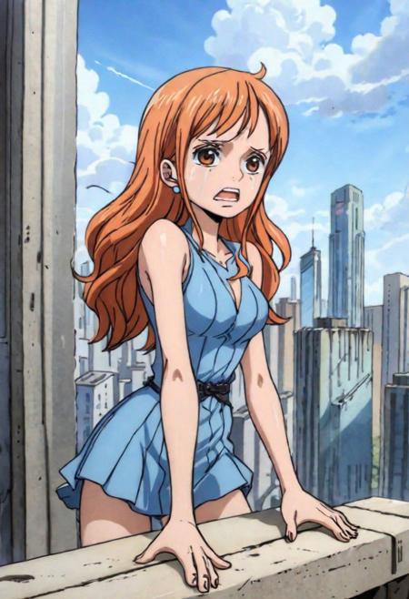 A girl (Long hair:1.0) on the edge of the ledge of the roof of a very tall building about to jump off ((Cry)) while looking at the height,8k,35mm, detailed face, detailed eyes, detailed background ,Old,Draw,3D,Ilustration
